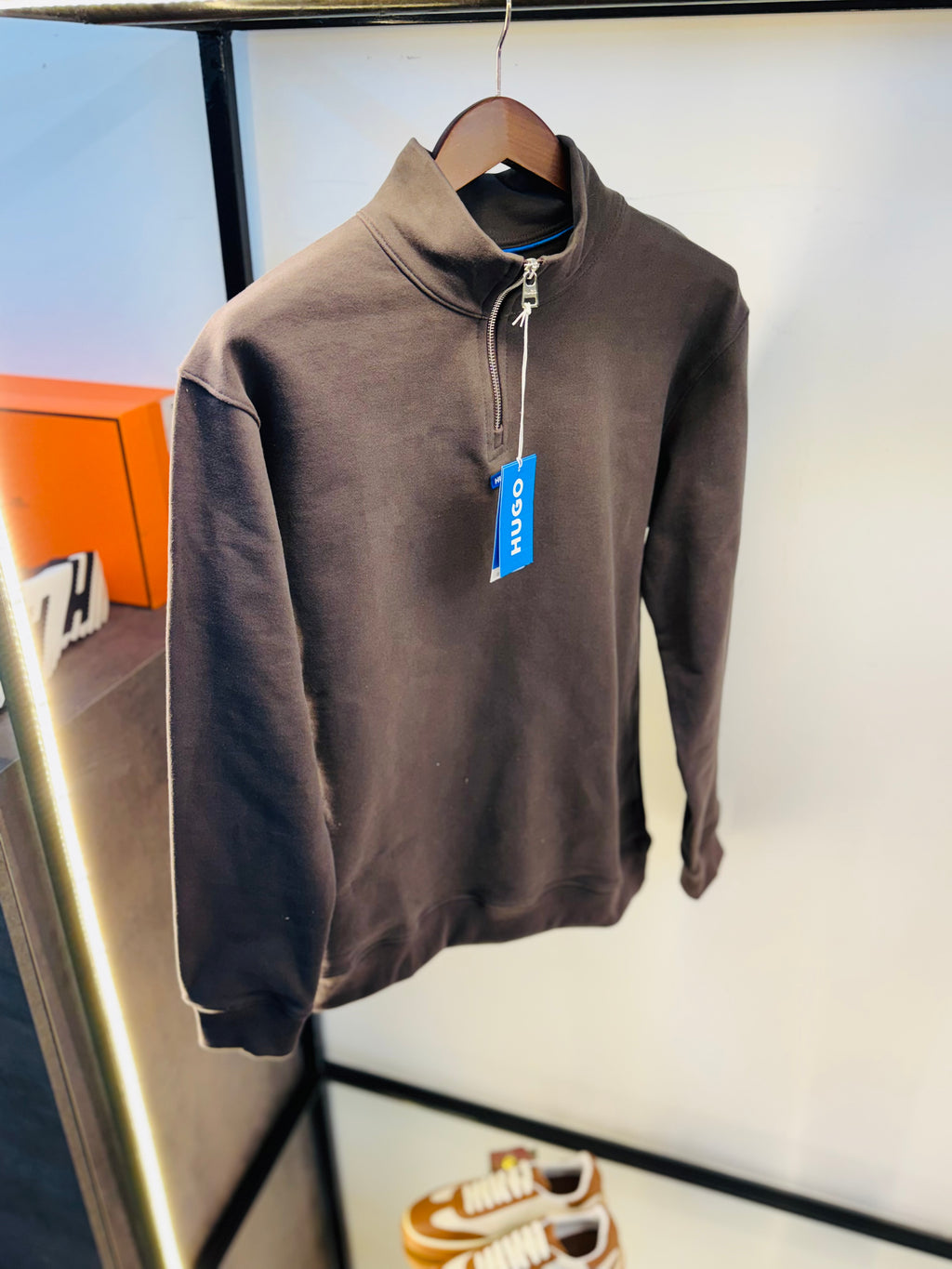 HUGO BOSS QUARTER ZIP “CHARCOAL”