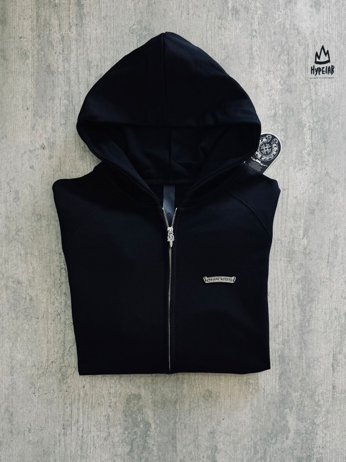CHROME HEARTS METAL FRONT LOGO - ZIP UP HOODIE “BLACK”