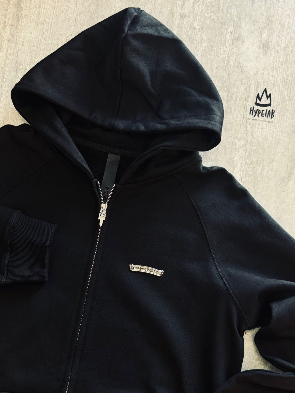 CHROME HEARTS METAL FRONT LOGO - ZIP UP HOODIE “BLACK”