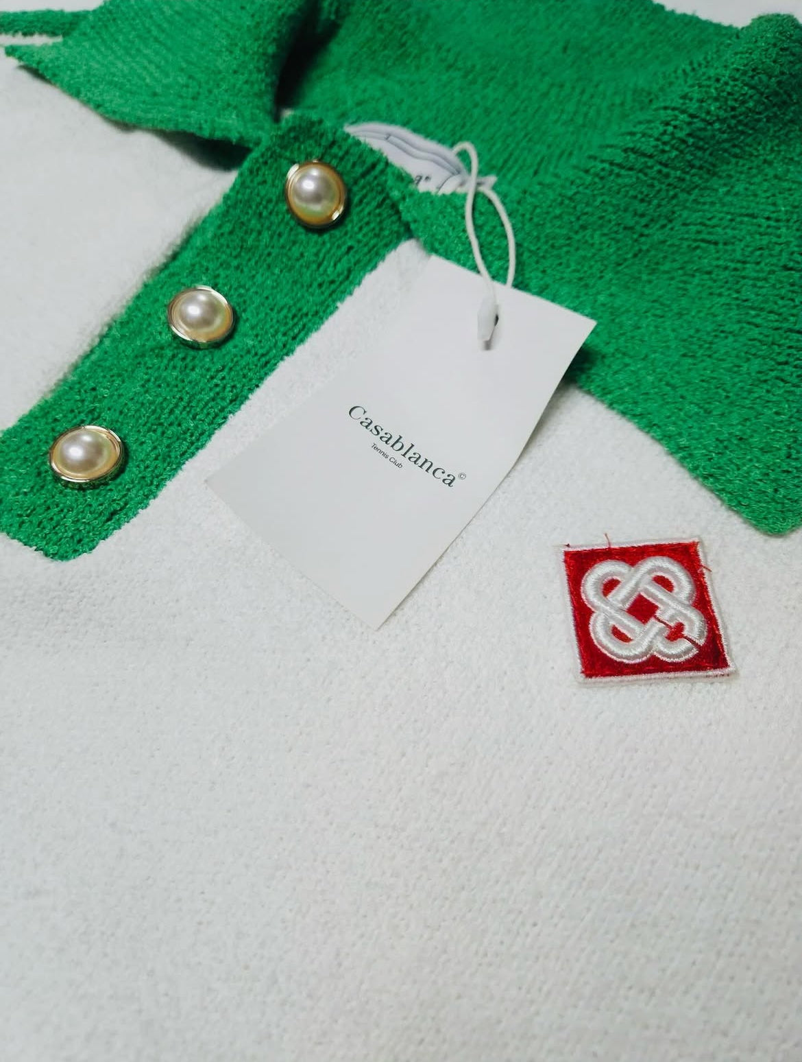 CASABLANCA KNIT GOLFER “WHITE/GREEN”