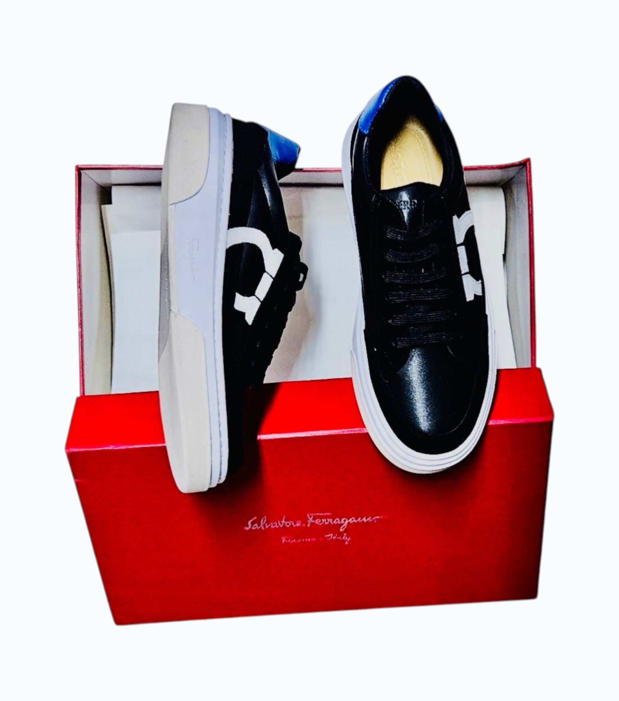 FERRAGAMO LEATHER SNEAKERS “BLACK”