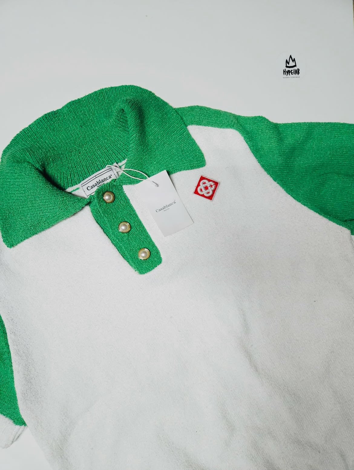 CASABLANCA KNIT GOLFER “WHITE/GREEN”