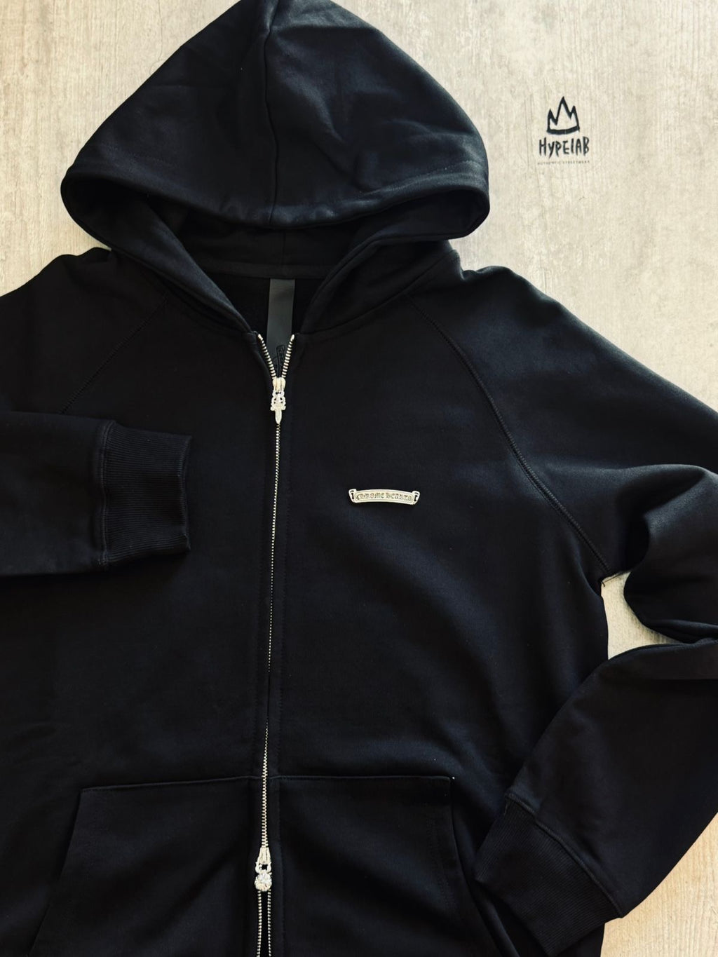 CHROME HEARTS METAL FRONT LOGO - ZIP UP HOODIE “BLACK”