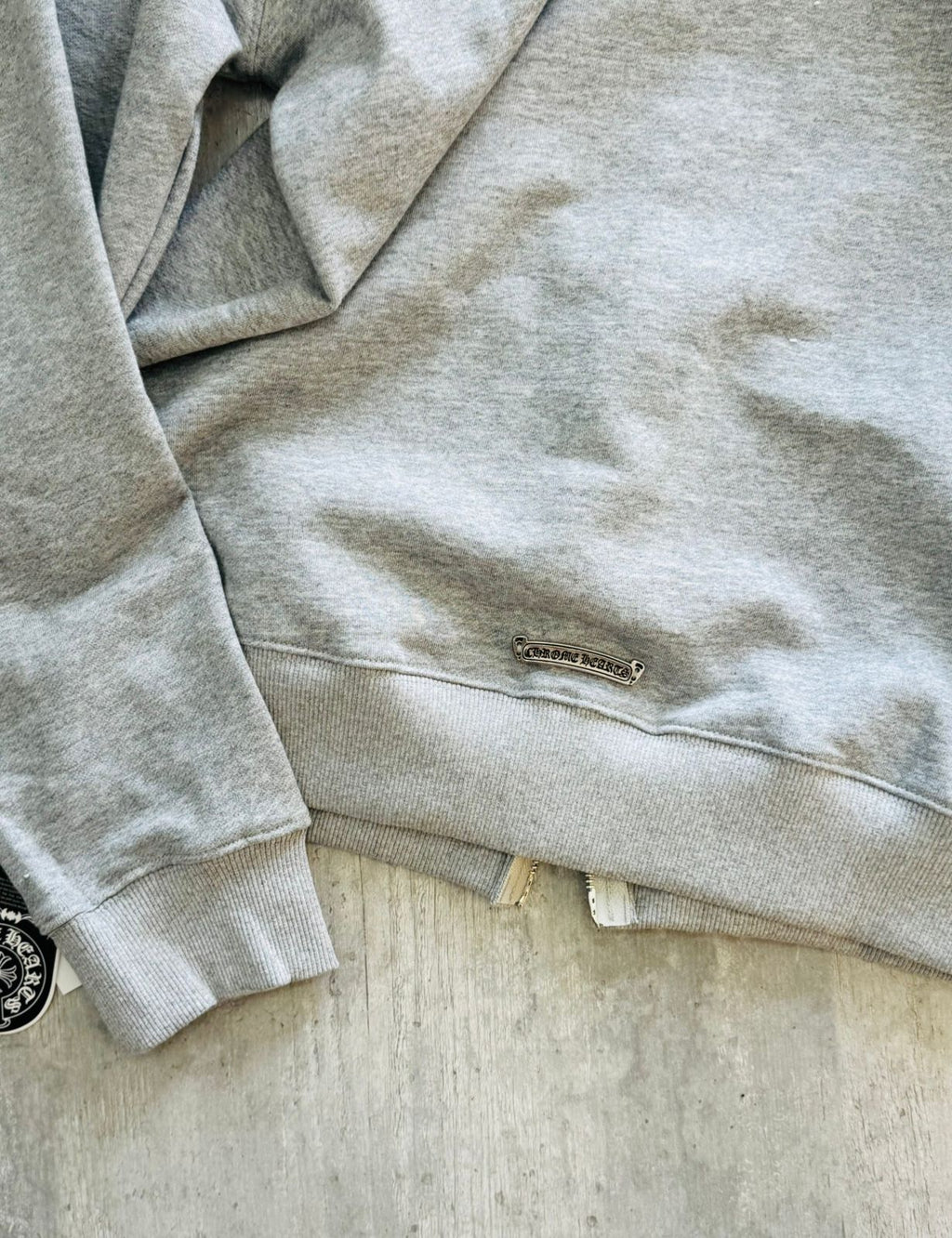 CHROME HEARTS LEATHER PATCH FRONT LOGO - ZIP UP HOODIE “GREY”