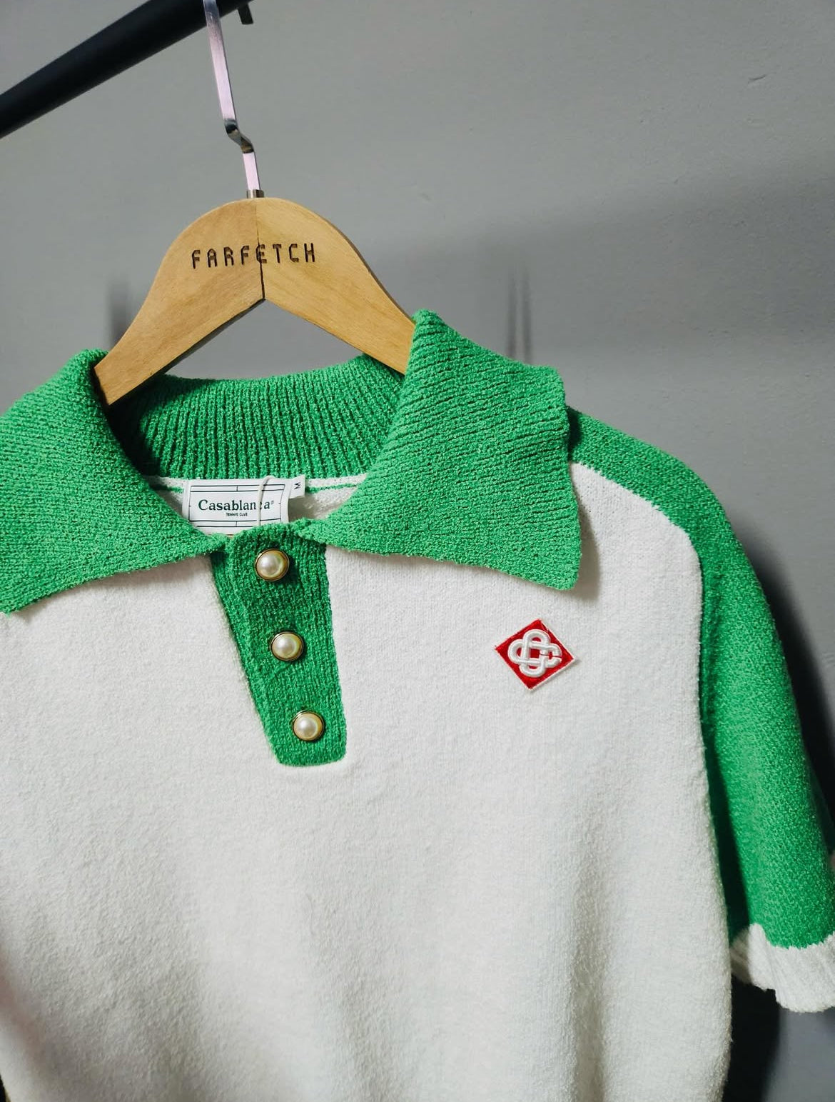 CASABLANCA KNIT GOLFER “WHITE/GREEN”