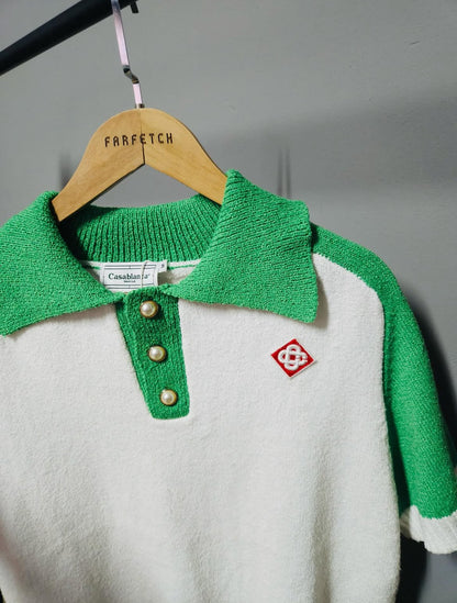 CASABLANCA KNIT GOLFER “WHITE/GREEN”