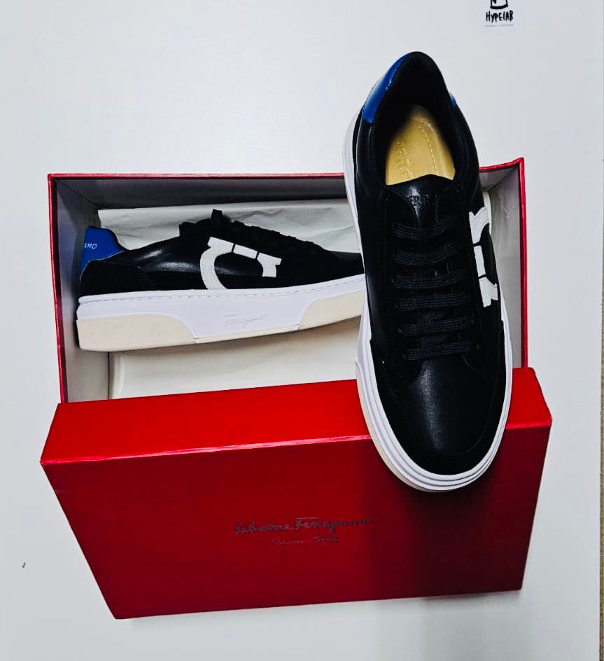 FERRAGAMO LEATHER SNEAKERS “BLACK”