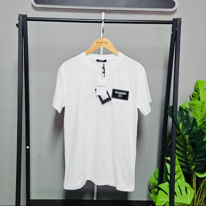 BALMAIN MERCERISED COTTON T-SHIRT “WHITE”