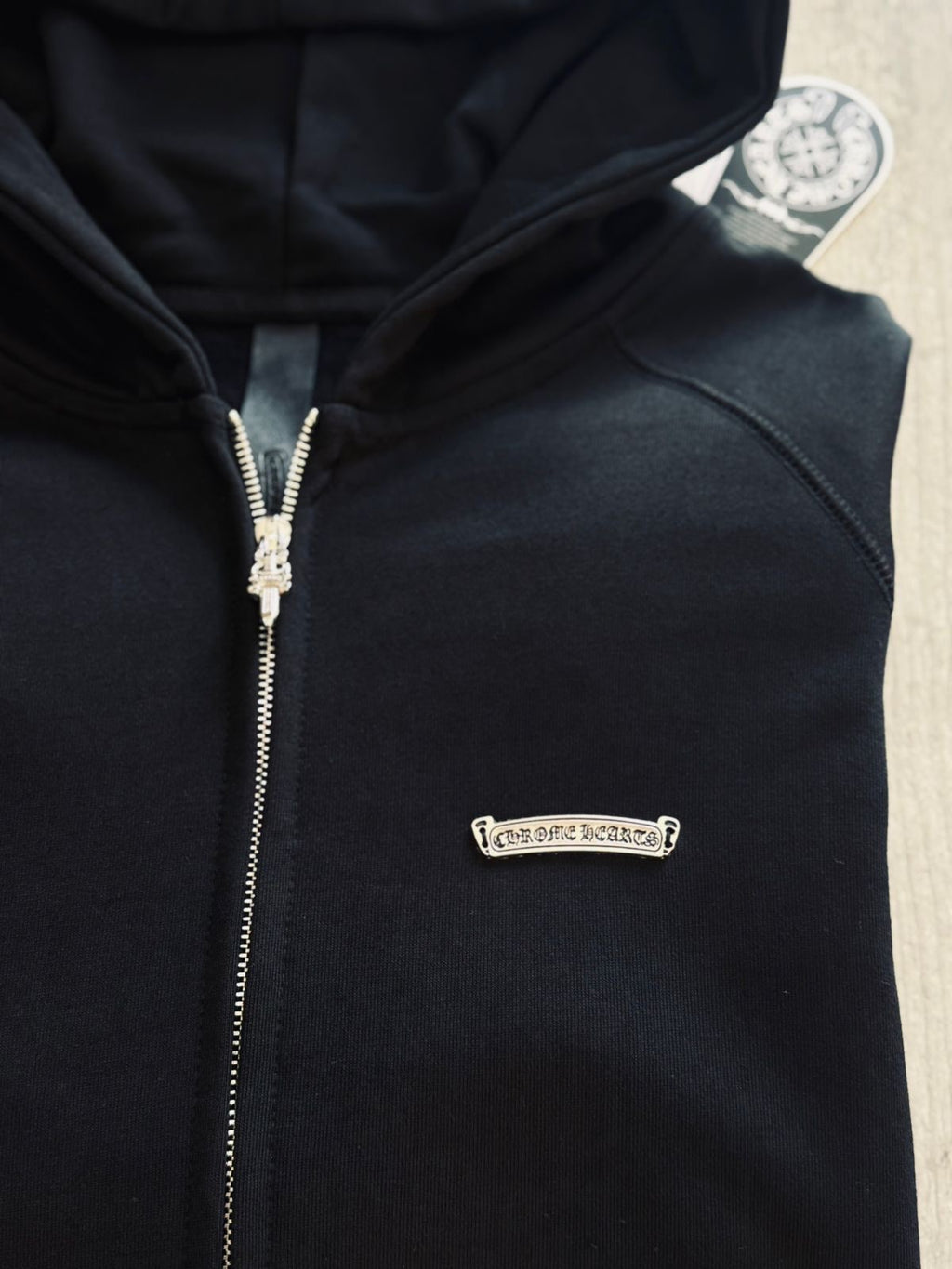 CHROME HEARTS METAL FRONT LOGO - ZIP UP HOODIE “BLACK”