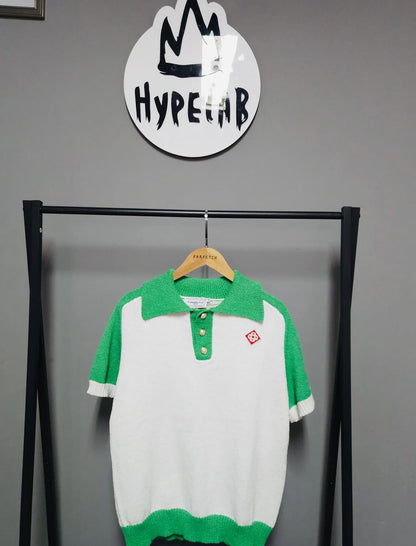 CASABLANCA KNIT GOLFER “WHITE/GREEN”