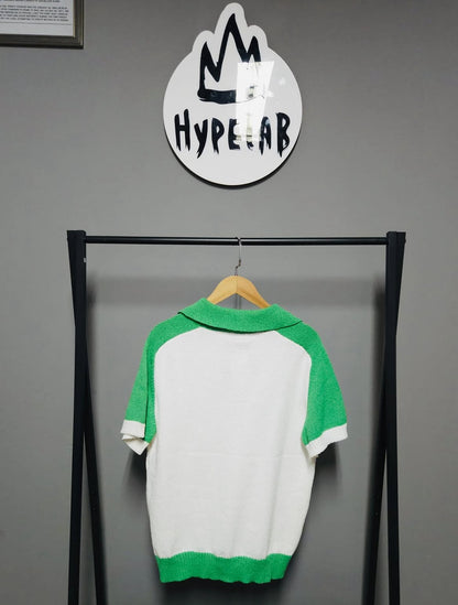 CASABLANCA KNIT GOLFER “WHITE/GREEN”