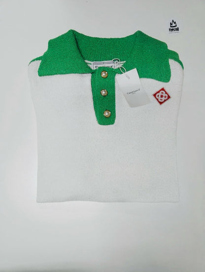 CASABLANCA KNIT GOLFER “WHITE/GREEN”
